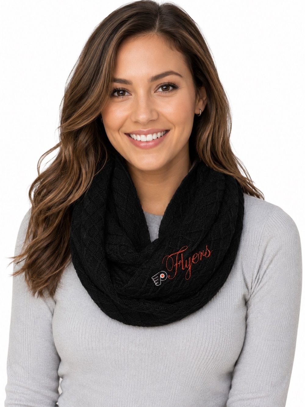 Philadelphia Flyers Black Knit Infinity Scarf NHL Embroidered Logo OS